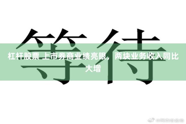 杠杆股票 上市券商业绩亮眼，两块业务收入同比大增