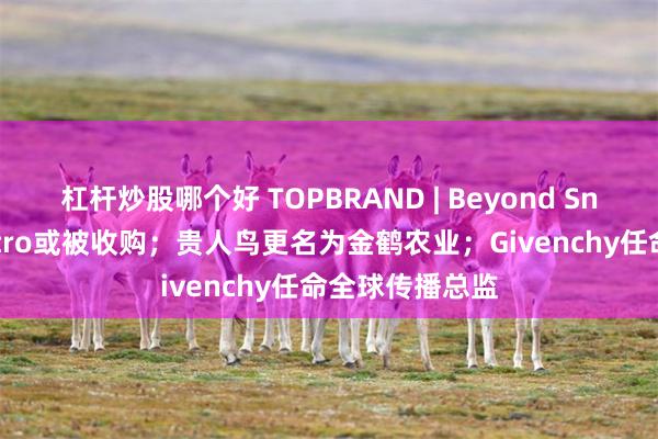 杠杆炒股哪个好 TOPBRAND | Beyond Snack获融资；Etro或被收购；贵人鸟更名为金鹤农业；Givenchy任命全球传播总监