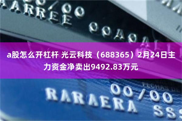 a股怎么开杠杆 光云科技（688365）2月24日主力资金净卖出9492.83万元
