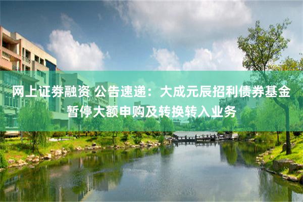 网上证劵融资 公告速递：大成元辰招利债券基金暂停大额申购及转换转入业务