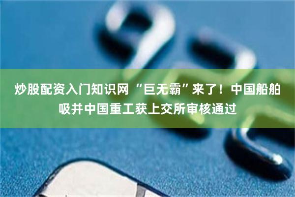 炒股配资入门知识网 “巨无霸”来了！中国船舶吸并中国重工获上交所审核通过