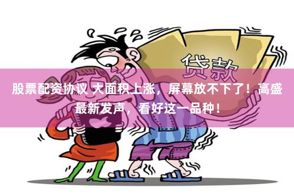 股票配资协议 大面积上涨，屏幕放不下了！高盛最新发声，看好这一品种！